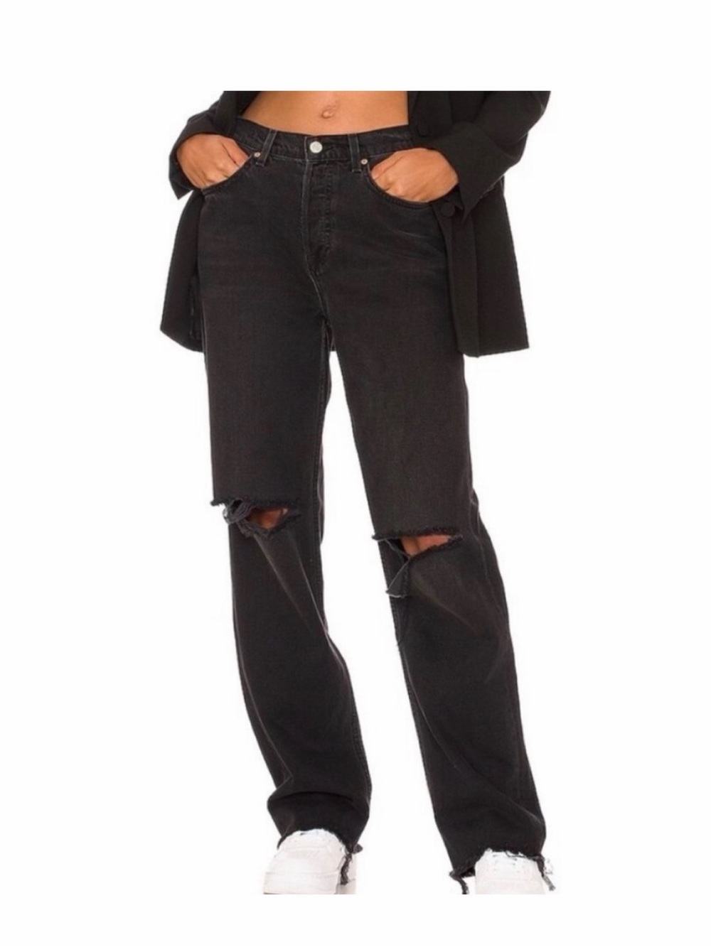 GRLFRND Black Distressed Boyfriend Jeans